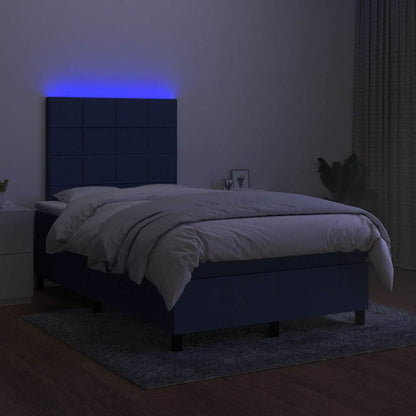 Letto a Molle con Materasso e LED Blu 120x190 cm in Tessuto