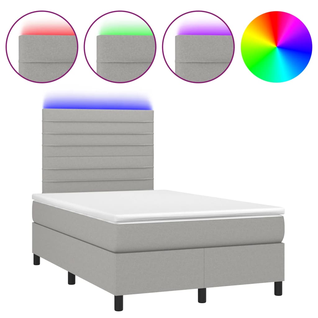 Letto a Molle Materasso e LED Grigio Chiaro 120x190 cm Tessuto - homemem39