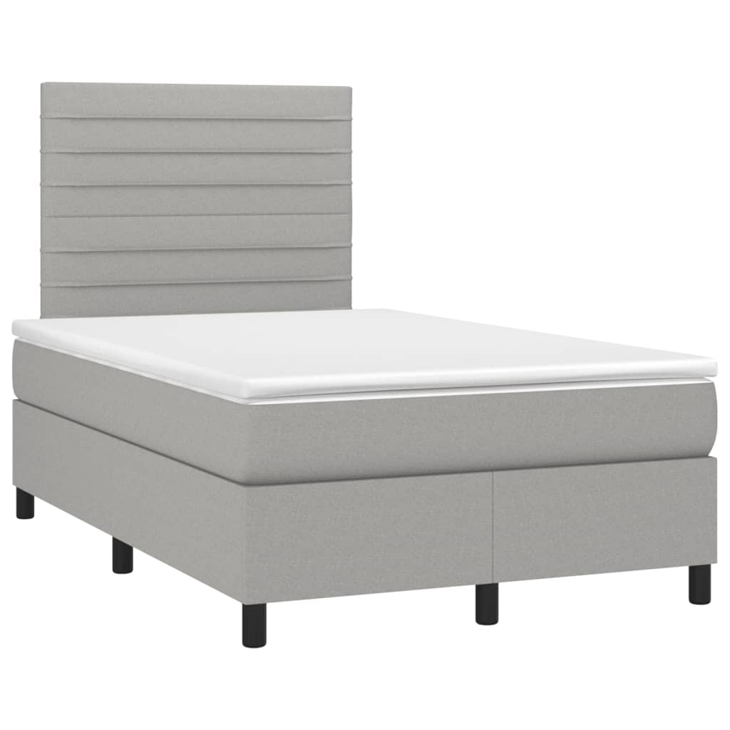 Letto a Molle Materasso e LED Grigio Chiaro 120x190 cm Tessuto - homemem39