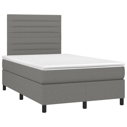 Letto a Molle Materasso e LED Grigio Scuro 120x190cm in Tessuto - homemem39