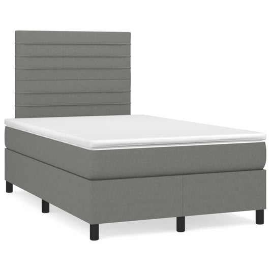 Letto a Molle Materasso e LED Grigio Scuro 120x190cm in Tessuto - homemem39
