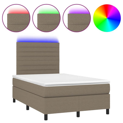 Letto a Molle con Materasso e LED Tortora 120x190 cm in Tessuto | homemem39
