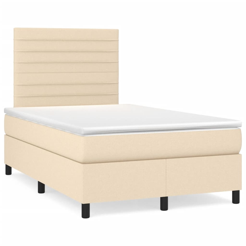 Letto a Molle con Materasso e LED Crema 120x190 cm in Tessuto | homemem39