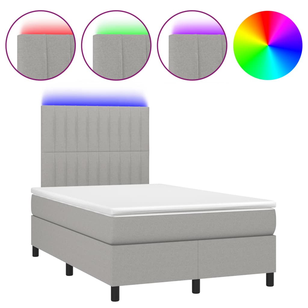 Letto a Molle Materasso e LED Grigio Chiaro 120x190 cm Tessuto - homemem39