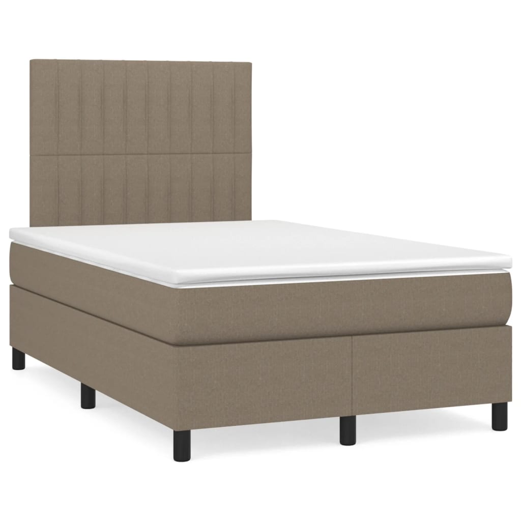 Letto a Molle con Materasso e LED Tortora 120x190 cm in Tessuto | homemem39