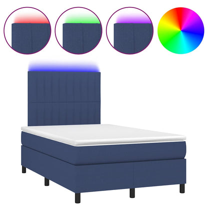 Letto a Molle con Materasso e LED Blu 120x190 cm in Tessuto | homemem39