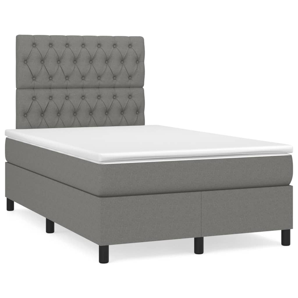 Letto a Molle Materasso e LED Grigio Scuro 120x190cm in Tessuto - homemem39
