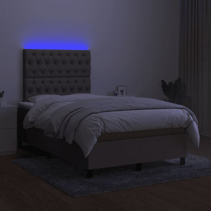 Letto a Molle con Materasso e LED Tortora 120x190 cm in Tessuto