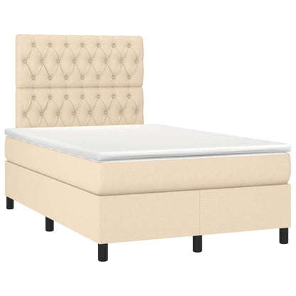 Letto a Molle con Materasso e LED Crema 120x190 cm in Tessuto | homemem39