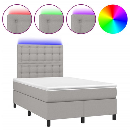 Letto a Molle Materasso e LED Grigio Chiaro 120x190 cm Tessuto - homemem39