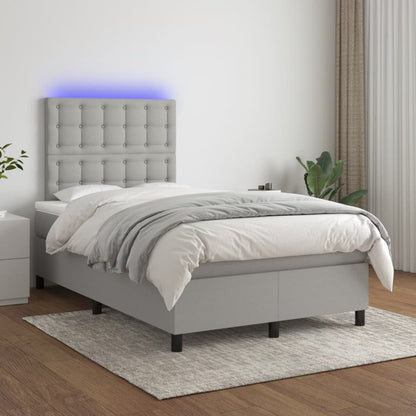 Letto a Molle Materasso e LED Grigio Chiaro 120x190 cm Tessuto - homemem39
