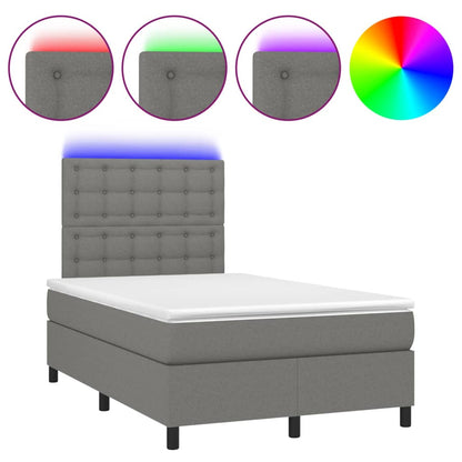 Letto a Molle Materasso e LED Grigio Scuro 120x190cm in Tessuto - homemem39