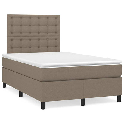 Letto a Molle con Materasso e LED Tortora 120x190 cm in Tessuto | homemem39