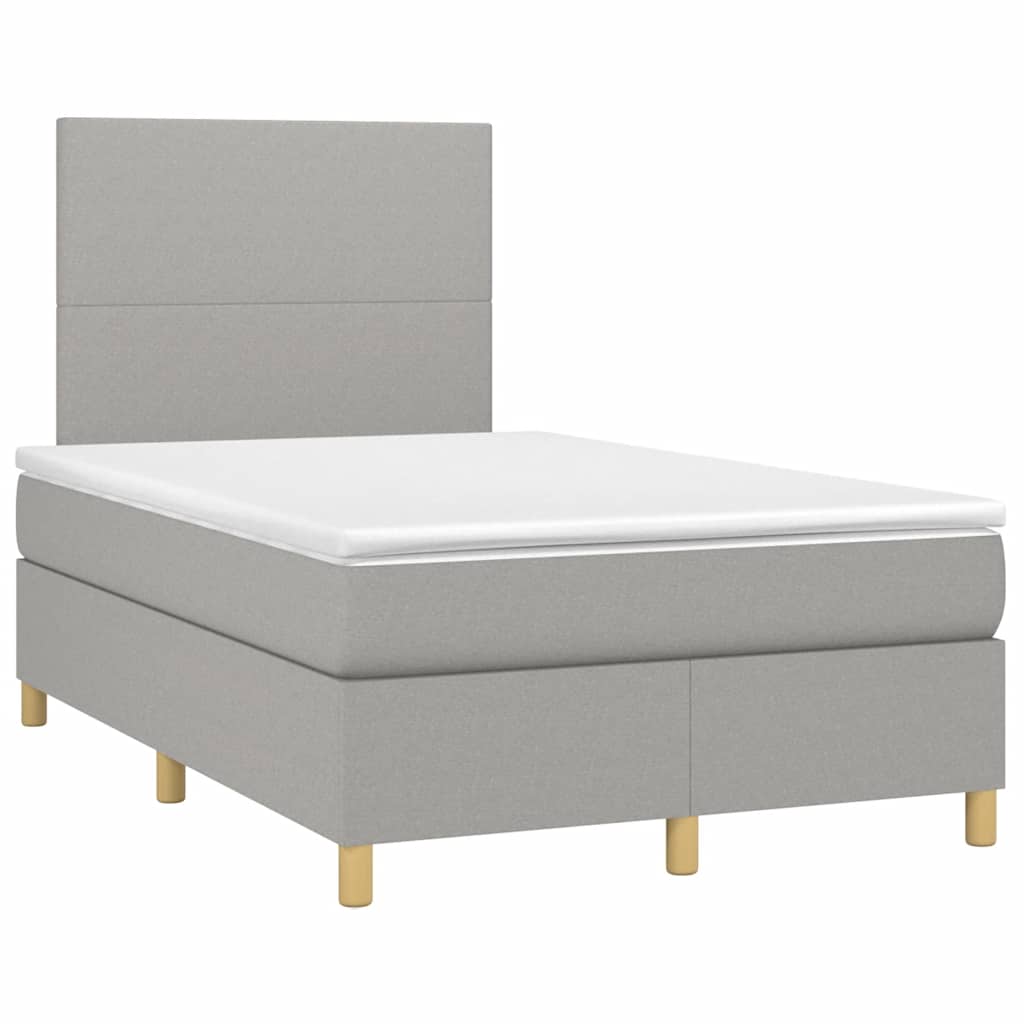 Letto a Molle Materasso e LED Grigio Chiaro 120x190 cm Tessuto - homemem39
