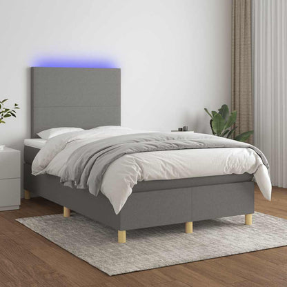 Letto a Molle Materasso e LED Grigio Scuro 120x190cm in Tessuto - homemem39