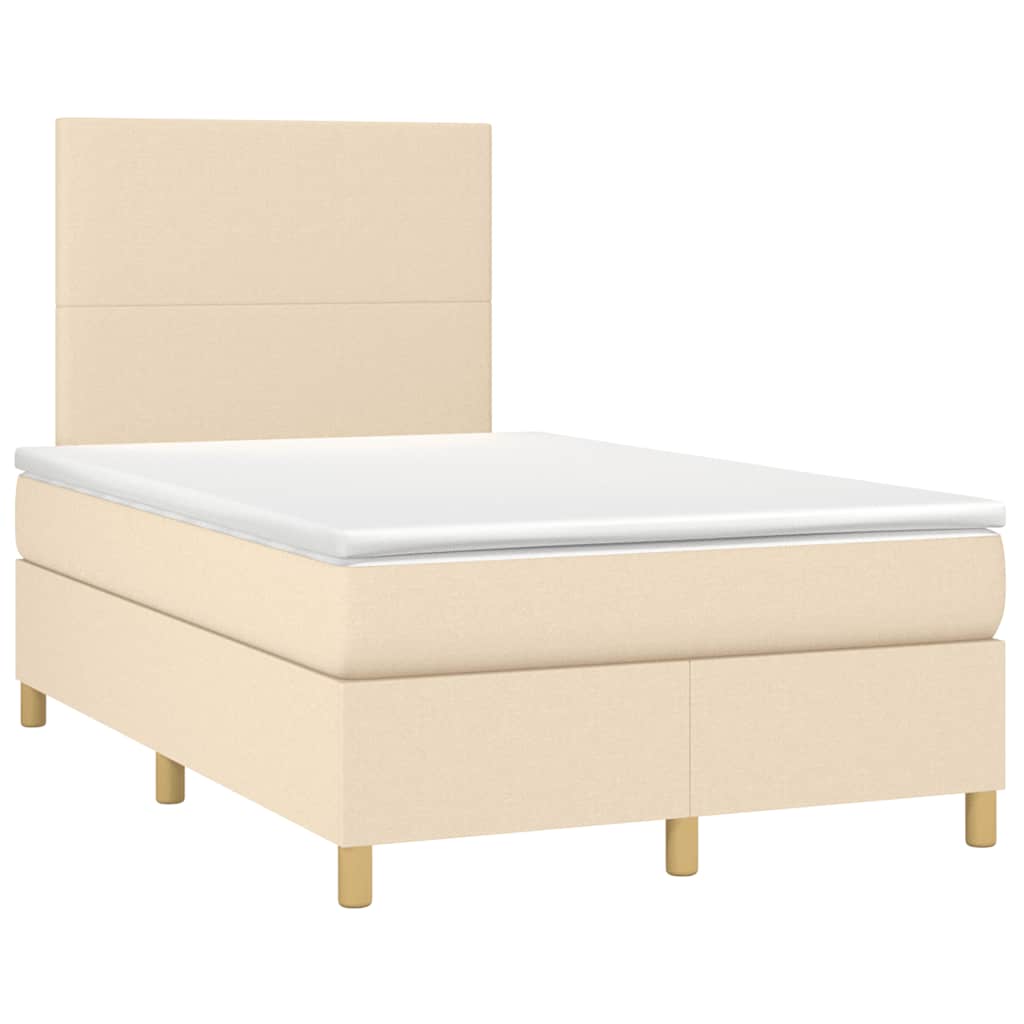 Letto a Molle con Materasso e LED Crema 120x190 cm in Tessuto | homemem39