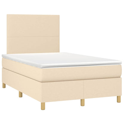 Letto a Molle con Materasso e LED Crema 120x190 cm in Tessuto