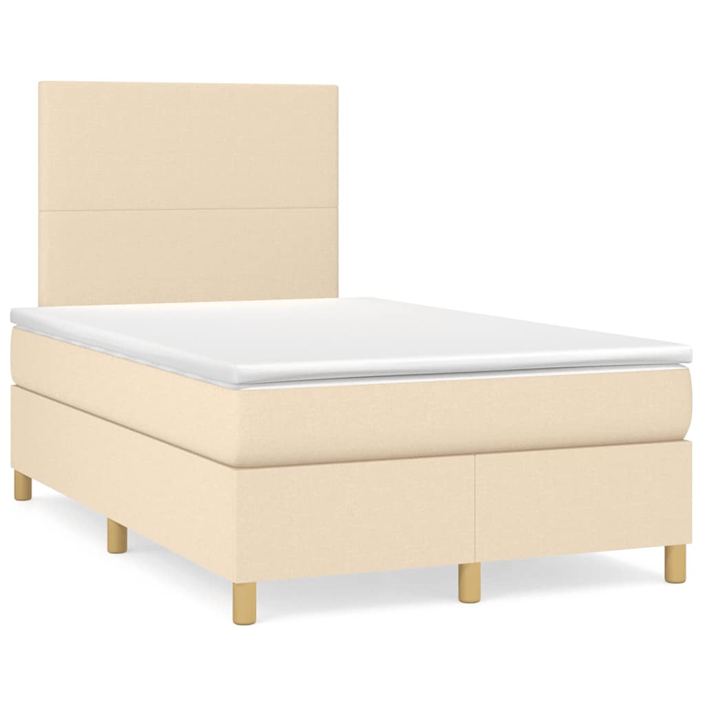 Letto a Molle con Materasso e LED Crema 120x190 cm in Tessuto | homemem39