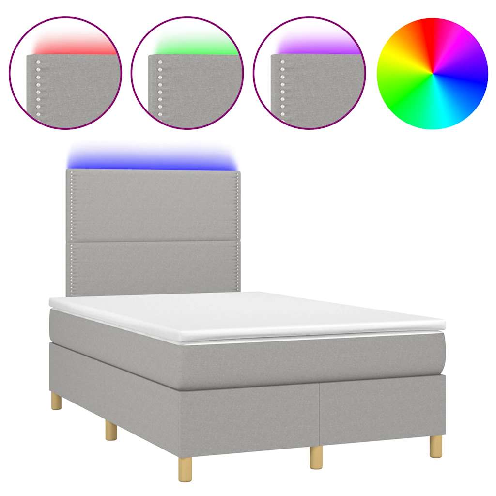 Letto a Molle Materasso e LED Grigio Chiaro 120x190 cm Tessuto - homemem39