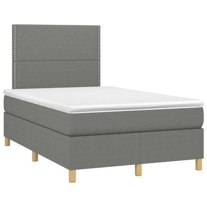 Letto a Molle Materasso e LED Grigio Scuro 120x190cm in Tessuto | homemem39