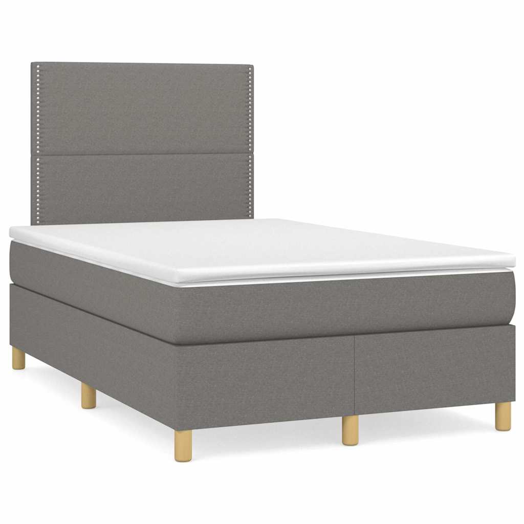 Letto a Molle Materasso e LED Grigio Scuro 120x190cm in Tessuto | homemem39