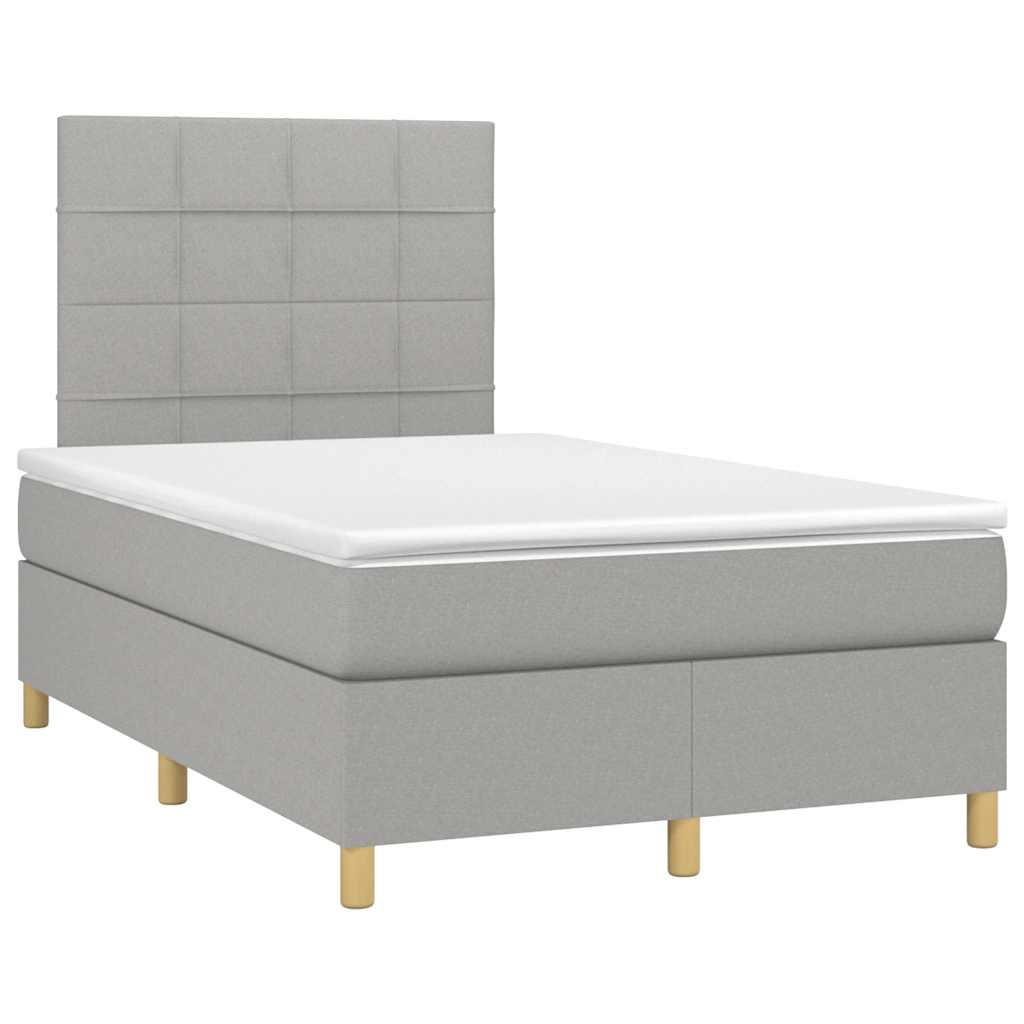 Letto a Molle Materasso e LED Grigio Chiaro 120x190 cm Tessuto - homemem39
