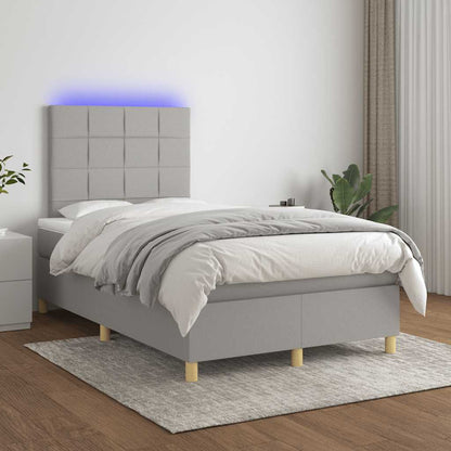 Letto a Molle Materasso e LED Grigio Chiaro 120x190 cm Tessuto - homemem39