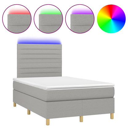 Letto a Molle Materasso e LED Grigio Chiaro 120x190 cm Tessuto - homemem39