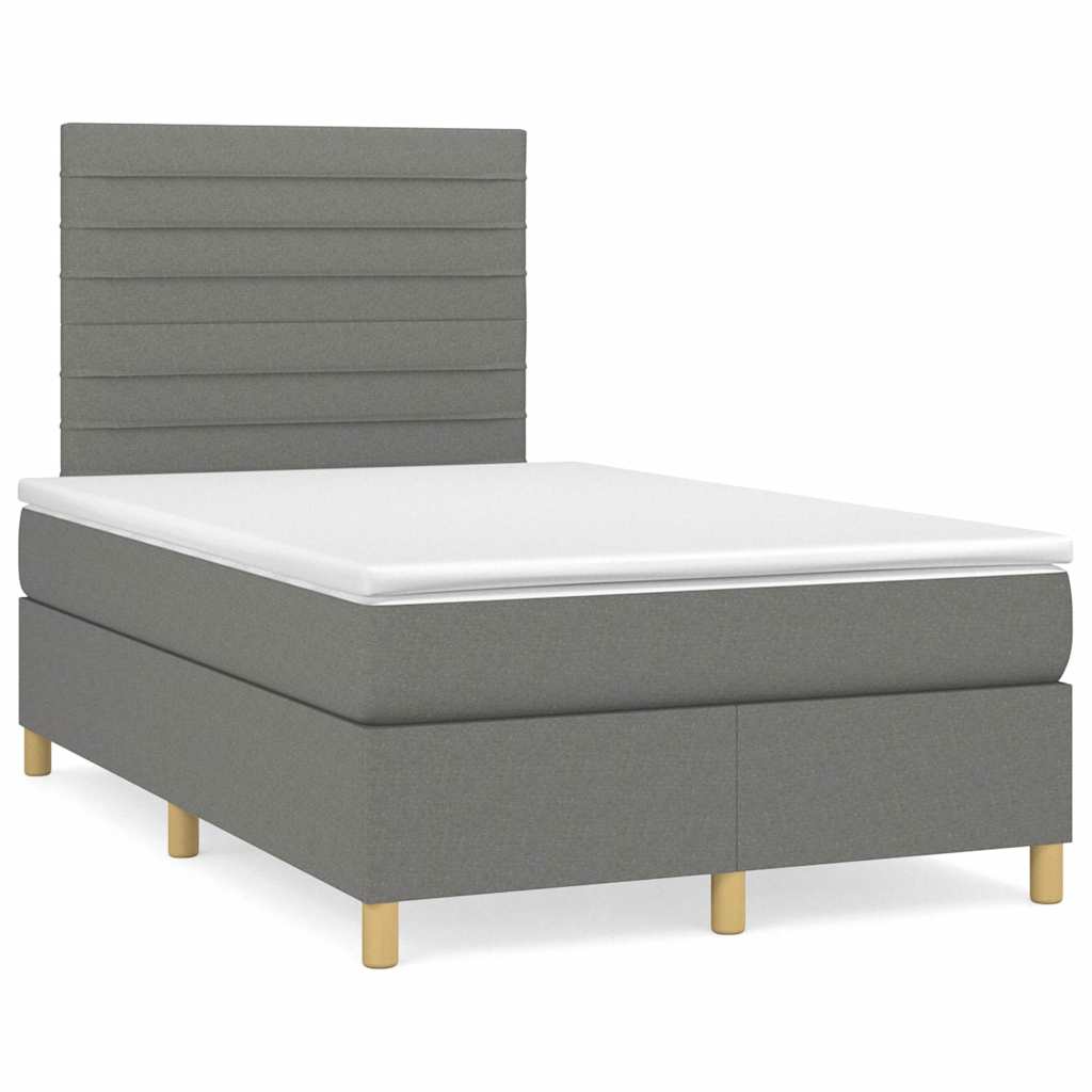 Letto a Molle Materasso e LED Grigio Scuro 120x190cm in Tessuto - homemem39