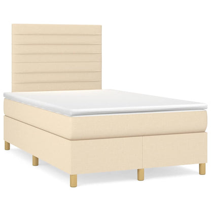 Letto a Molle con Materasso e LED Crema 120x190 cm in Tessuto | homemem39