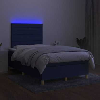 Letto a Molle con Materasso e LED Blu 120x190 cm in Tessuto