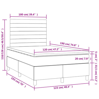 Letto a Molle con Materasso e LED Blu 120x190 cm in Tessuto