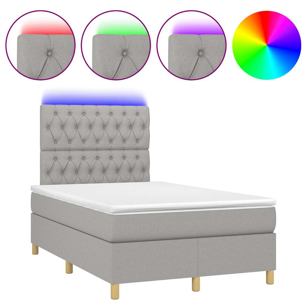 Letto a Molle Materasso e LED Grigio Chiaro 120x190 cm Tessuto - homemem39