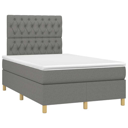 Letto a Molle Materasso e LED Grigio Scuro 120x190cm in Tessuto - homemem39