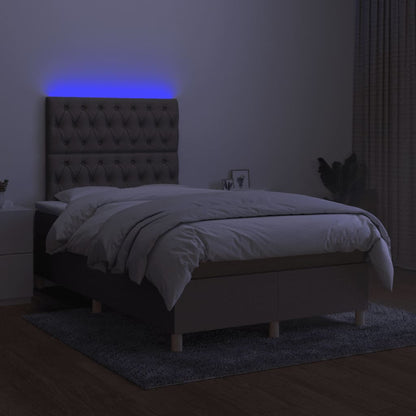 Letto a Molle con Materasso e LED Tortora 120x190 cm in Tessuto