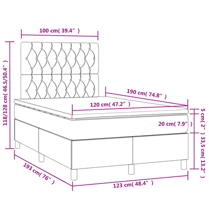 Letto a Molle con Materasso e LED Tortora 120x190 cm in Tessuto