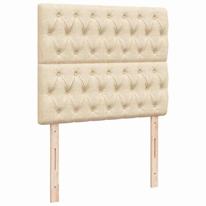 Letto a Molle con Materasso e LED Crema 120x190 cm in Tessuto