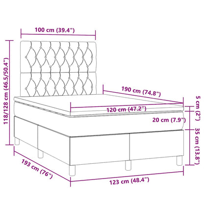 Letto a Molle con Materasso e LED Blu 120x190 cm in Tessuto