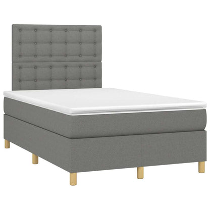 Letto a Molle Materasso e LED Grigio Scuro 120x190cm in Tessuto - homemem39