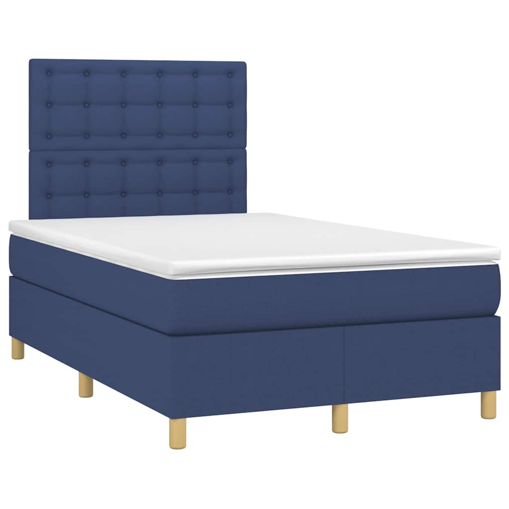 Letto a Molle con Materasso e LED Blu 120x190 cm in Tessuto | homemem39