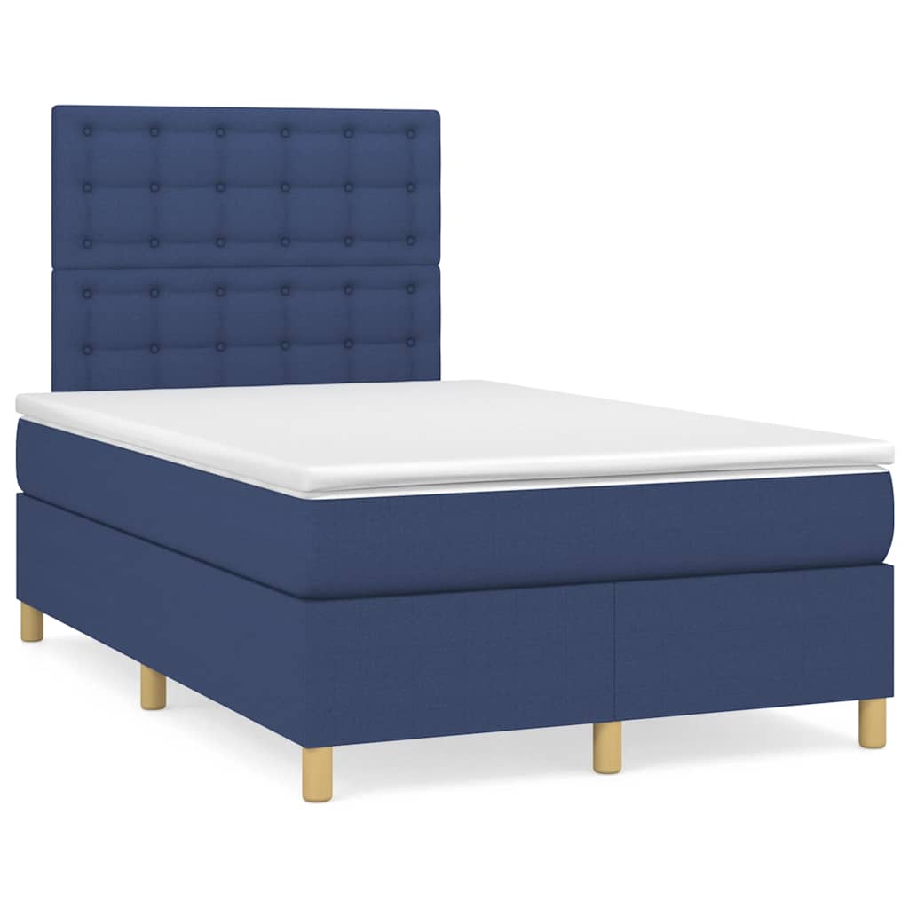 Letto a Molle con Materasso e LED Blu 120x190 cm in Tessuto | homemem39