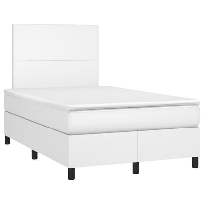 Giroletto Molle con Materasso e LED Bianco 120x190cm Similpelle | homemem39