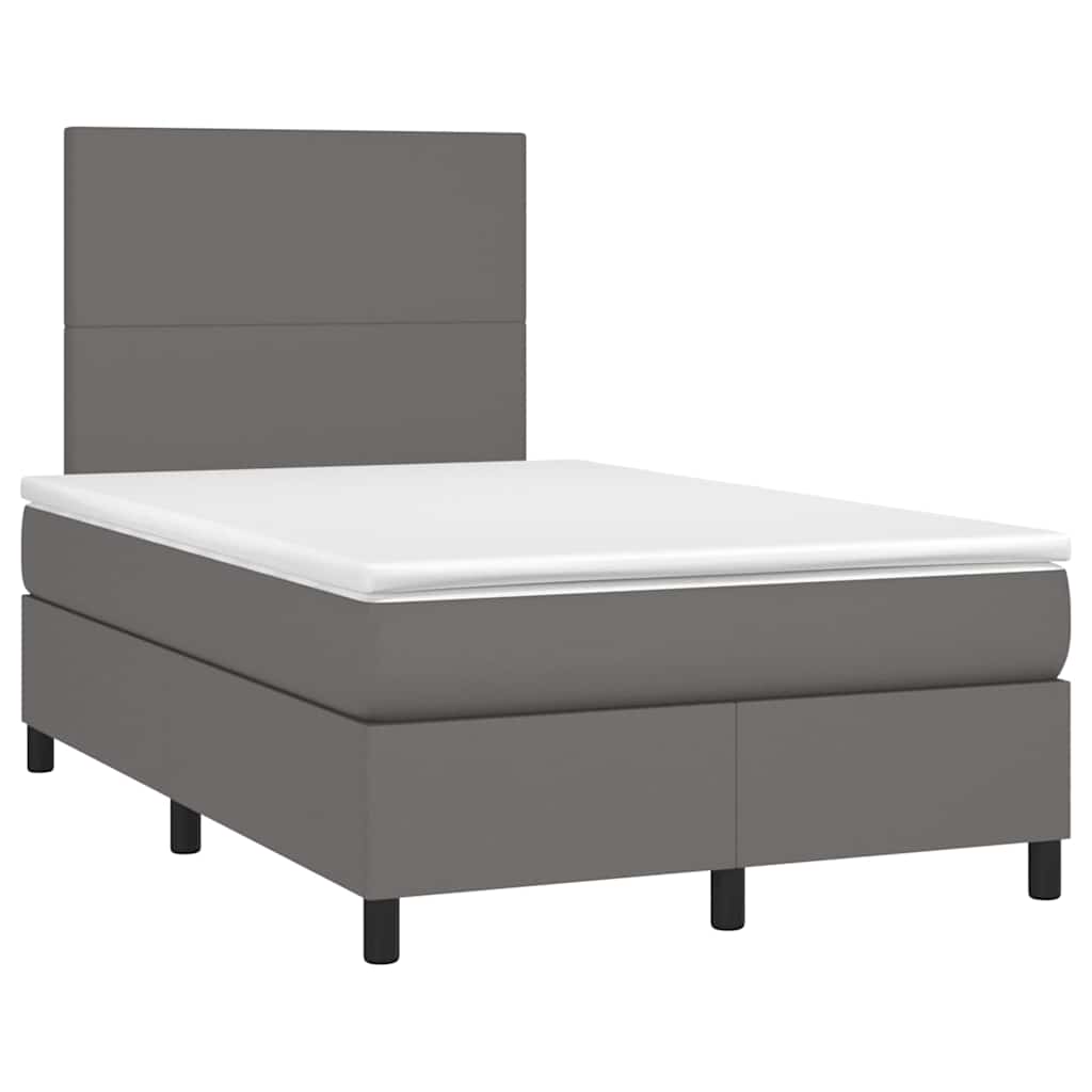 Giroletto Molle con Materasso e LED Grigio 120x190cm Similpelle | homemem39