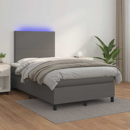 Giroletto Molle con Materasso e LED Grigio 120x190cm Similpelle | homemem39