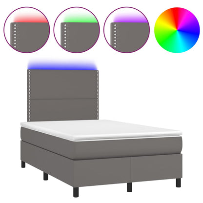 Giroletto Molle con Materasso e LED Grigio 120x190cm Similpelle | homemem39
