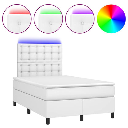 Giroletto Molle con Materasso e LED Bianco 120x190cm Similpelle | homemem39