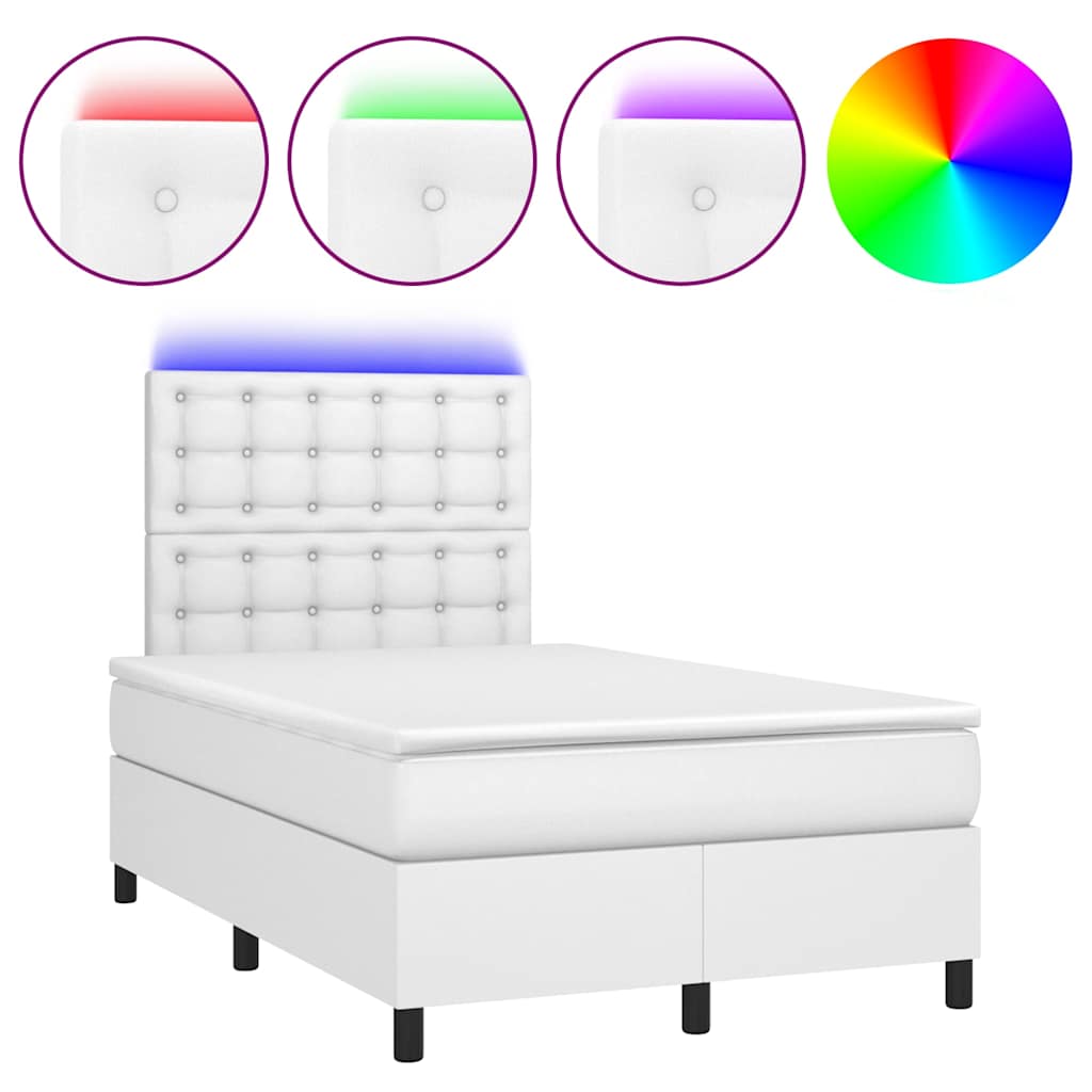 Giroletto Molle con Materasso e LED Bianco 120x190cm Similpelle