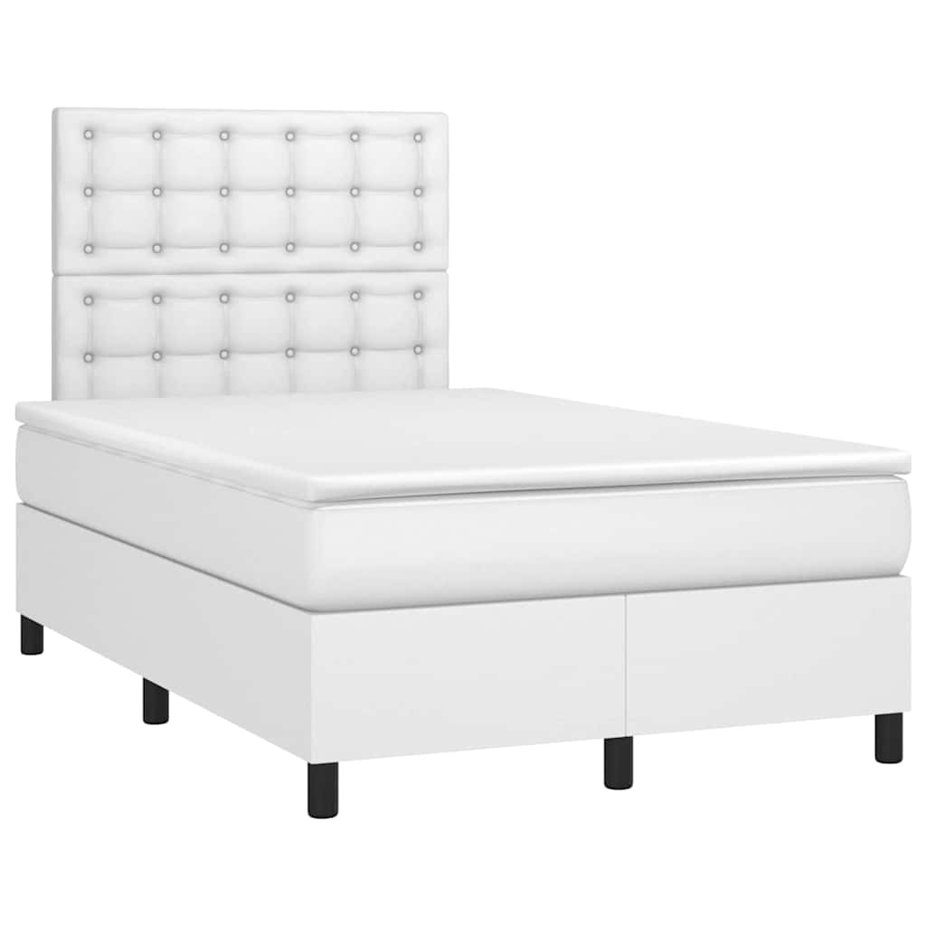 Giroletto Molle con Materasso e LED Bianco 120x190cm Similpelle | homemem39