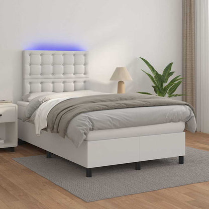 Giroletto Molle con Materasso e LED Bianco 120x190cm Similpelle | homemem39
