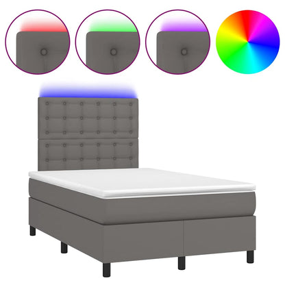 Giroletto Molle con Materasso e LED Grigio 120x190cm Similpelle | homemem39
